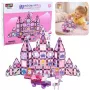 LEAN TOYS 25282 Magnetiniai statybiniai blokeliai Vitražo langų rinkinys su rožiniais žymekliais, 126 vnt., kūrybinis meno žaislas