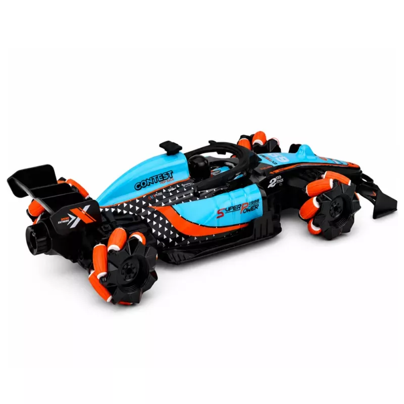 LEAN TOYS 29711 RC Stunt Car 1:10 4WD su 360° sukimu, LED apšvietimu ir dūmų efektu (juoda/raudona)