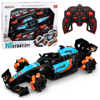 LEAN TOYS 29711 RC Stunt Car 1:10 4WD su 360° sukimu, LED apšvietimu ir dūmų efektu (juoda/raudona)