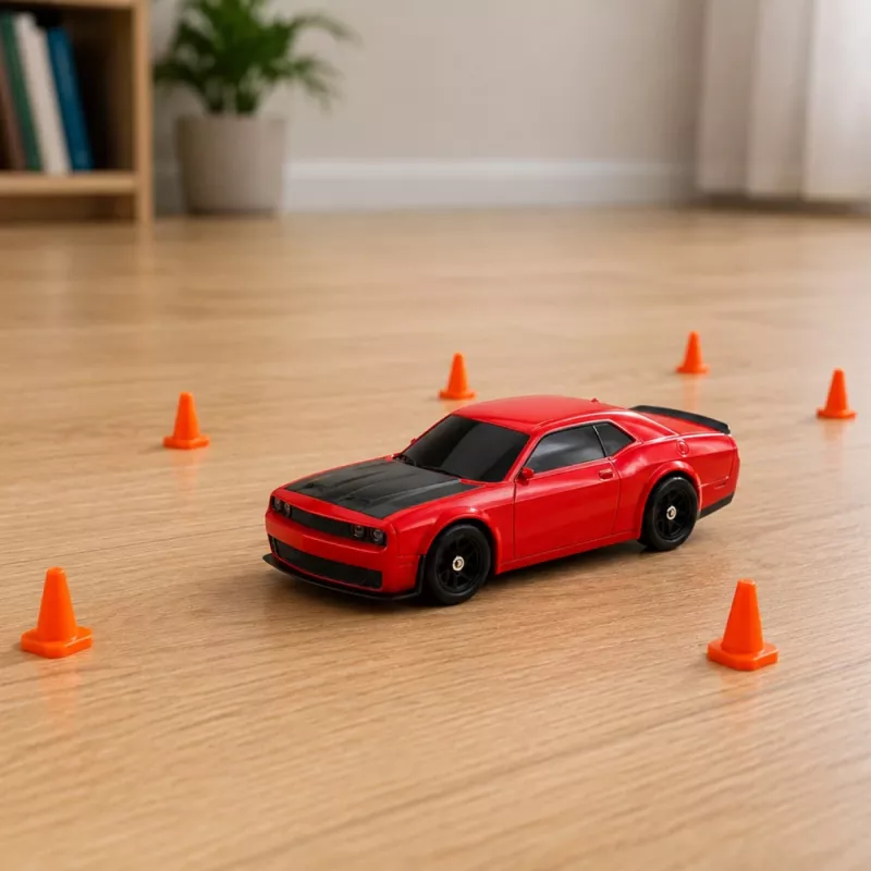 LEAN TOYS 31711 RC Drift Sports Car – 4WD, 2.4GHz, Interchangeable Body, Red, 1:43