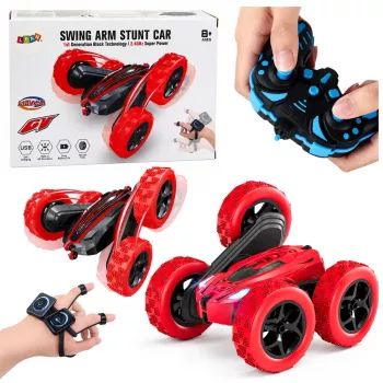 LEAN TOYS 360° gestų valdomas RC akrobatinis automobilis, raudonas