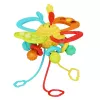LEAN TOYS 6-in-1 Sensorinis žaislas dantukams, traukimo virvelės, spragsiukas, spalvingas