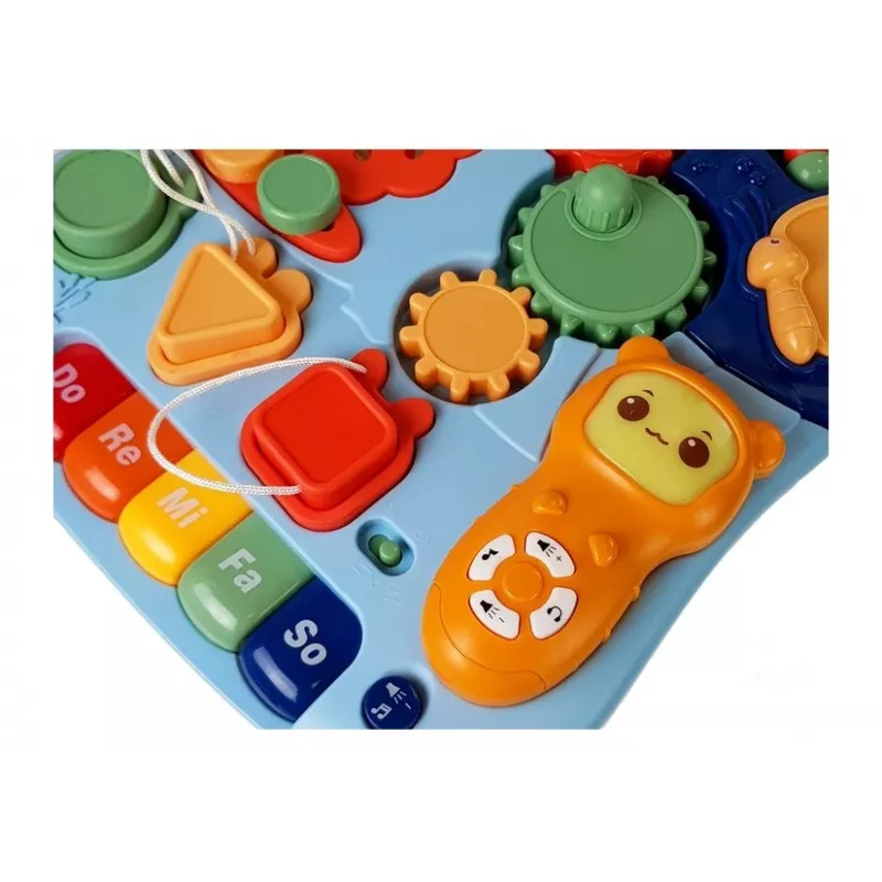 LEAN TOYS 7589 Interaktyvus stumdomas vaikštynės stalas su skydeliu, 2-in-1 kūdikio lavinamasis vaikštynė su šviesomis, garsais ir edukaciniu skydeliu
