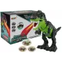 LEAN TOYS 7740 Baterijomis maitinamas interaktyvus T-Rex dinozauras su kiaušinių dėjimu, garo rūku, garso ir šviesos efektais – žalia