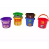 LEAN TOYS Spalvotų kibirėlių rinkinys su gyvūnėliais – piramidė