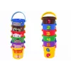 LEAN TOYS Spalvotų kibirėlių rinkinys su gyvūnėliais – piramidė