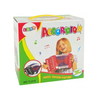 LEAN TOYS Akordeono instrumentas jaunajam muzikantui žalias – 12 mygtukų akustinis žaislinis akordeonas su reguliuojamu peties dirželiu, nuo 3 metų