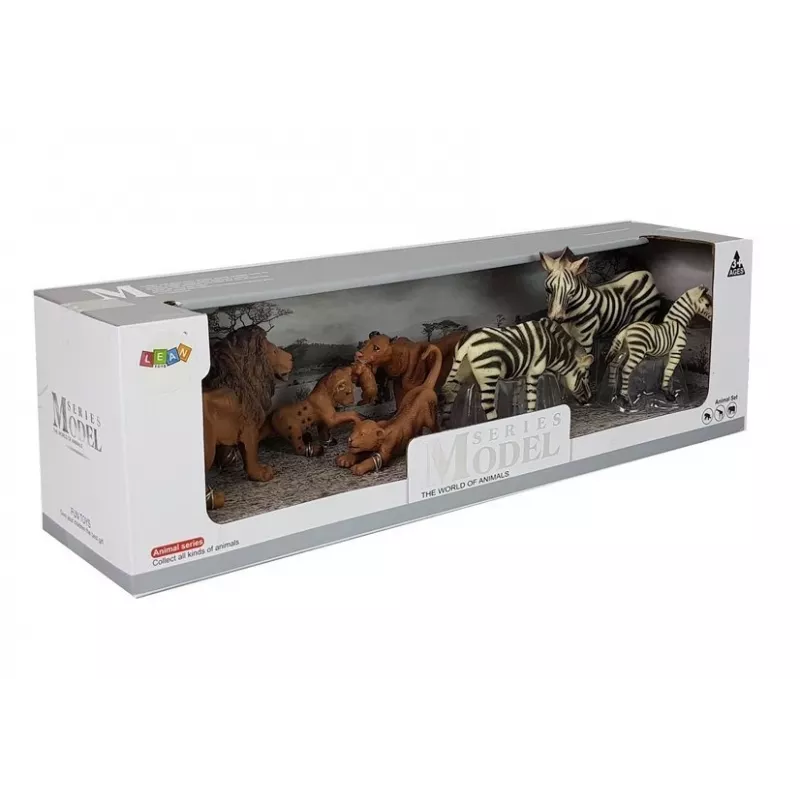 LEAN TOYS Afrikos laukiniai gyvūnai Liūtas Zebra Šeimos figūrėlių rinkinys