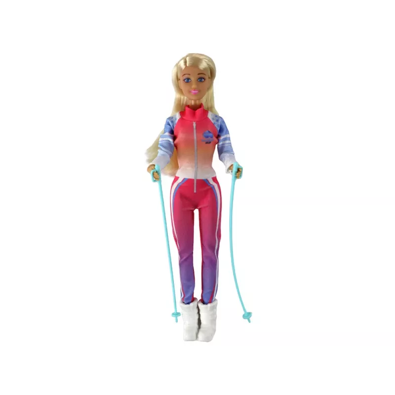 LEAN TOYS Anlily vaikiška lėlė su 4 sportinio slidinėjimo aksesuarais