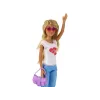 LEAN TOYS Anlily vaikiška lėlė ilgais šviesiais plaukais, rankine, akiniais, balta palaidine