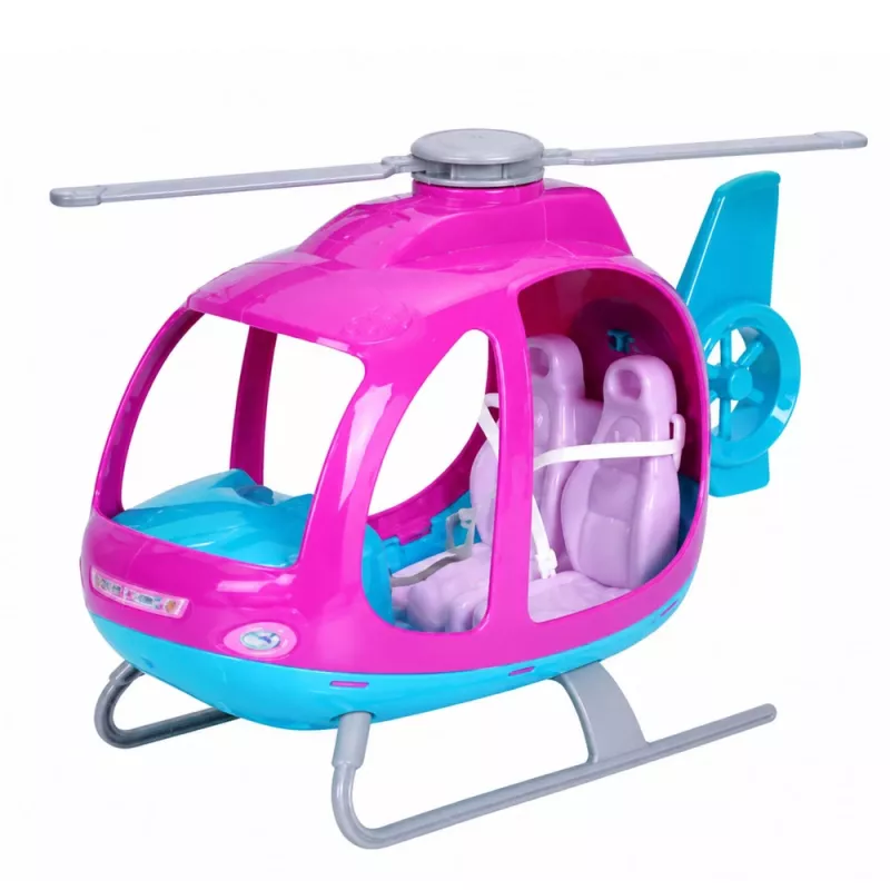 LEAN TOYS Anlily lėlės rinkinys su dideliu sraigtasparniu, judamais propeleriais ir mados lėle – violetinė