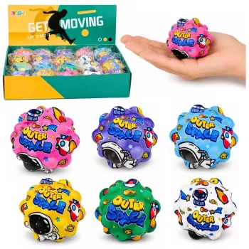 LEAN TOYS Anti-Streso putų kamuoliukas su smaigaliais šokinėjimui Kosmos 7 cm