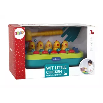 LEAN TOYS Arkadinis žaidimas „Mušk kurmį“ su vištomis, plaktuku, šviesomis, garsais, maitinamas baterijomis