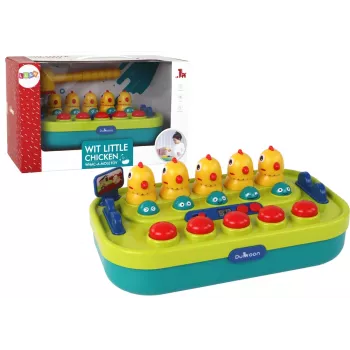 LEAN TOYS Arkadinis žaidimas „Mušk kurmį“ su vištomis, plaktuku, šviesomis, garsais, maitinamas baterijomis