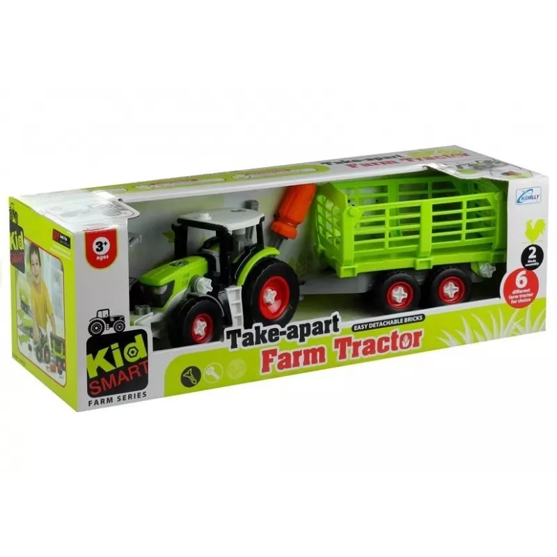 LEAN TOYS Surinkimo traktorius su atviru priekabu 43 cm