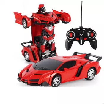 LEAN TOYS Automatinis robotas transformatorius + nuotolinio valdymo deformuotas automobilis 2in1 daugiafunkcis, spalva raudona