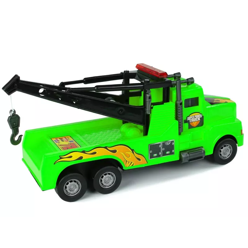 LEAN TOYS Auto Tow Truck Roadside Assistance 1:10 Green Rope