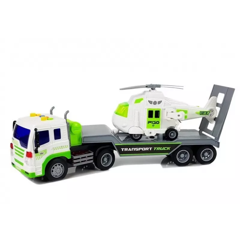 LEAN TOYS Automobilinis transporteris su sraigtasparniu, baterijomis, 1:16