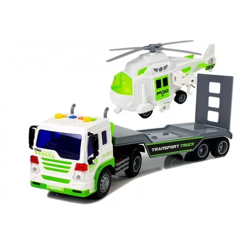 LEAN TOYS Automobilinis transporteris su sraigtasparniu, baterijomis, 1:16