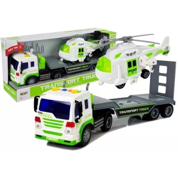 LEAN TOYS Automobilinis transporteris su sraigtasparniu, baterijomis, 1:16