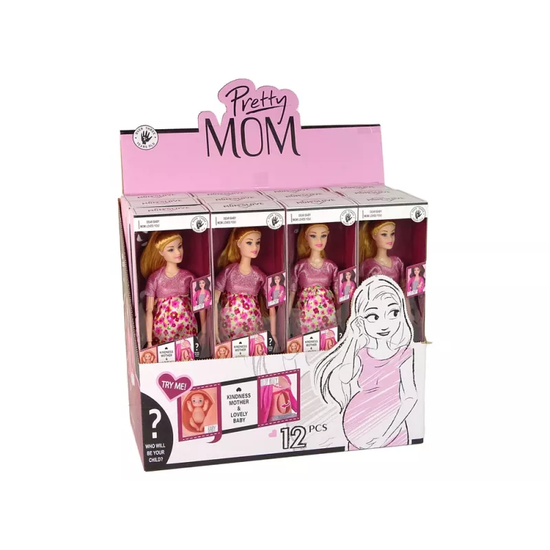 LEAN TOYS Baby Doll Pregnant Pink Dress Flowers