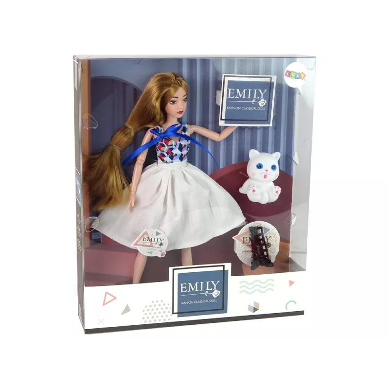 LEAN TOYS Baby Doll with Cat Long Brown Hair
