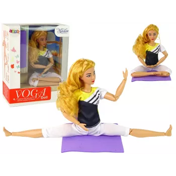 LEAN TOYS Kūdikio lėlės jogos kilimėlis su ilgais šviesiais plaukais