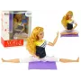 LEAN TOYS Kūdikio lėlės jogos kilimėlis su ilgais šviesiais plaukais