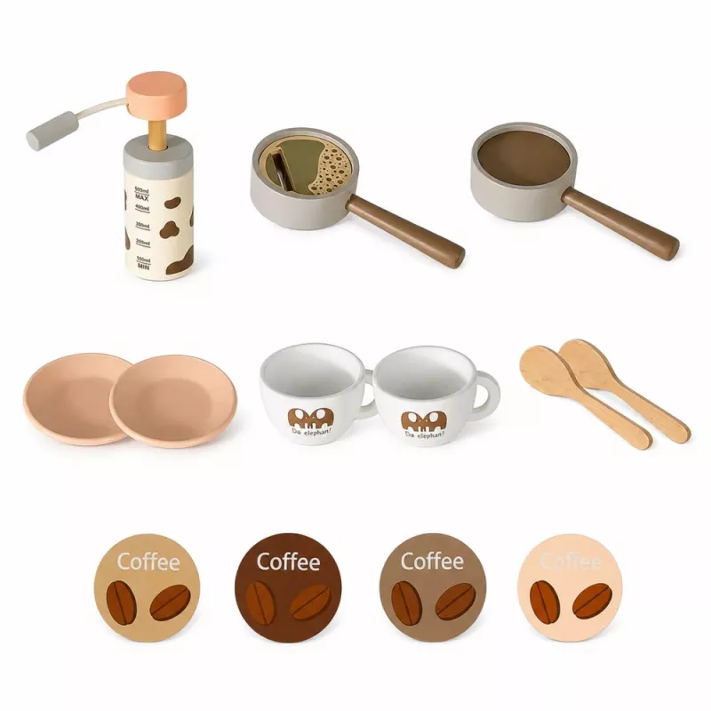 LEAN TOYS Barista rinkinys Kavamalė Mediniai aksesuarai Rožinė