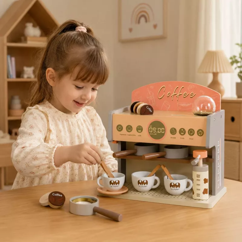 LEAN TOYS Barista rinkinys Kavamalė Mediniai aksesuarai Rožinė