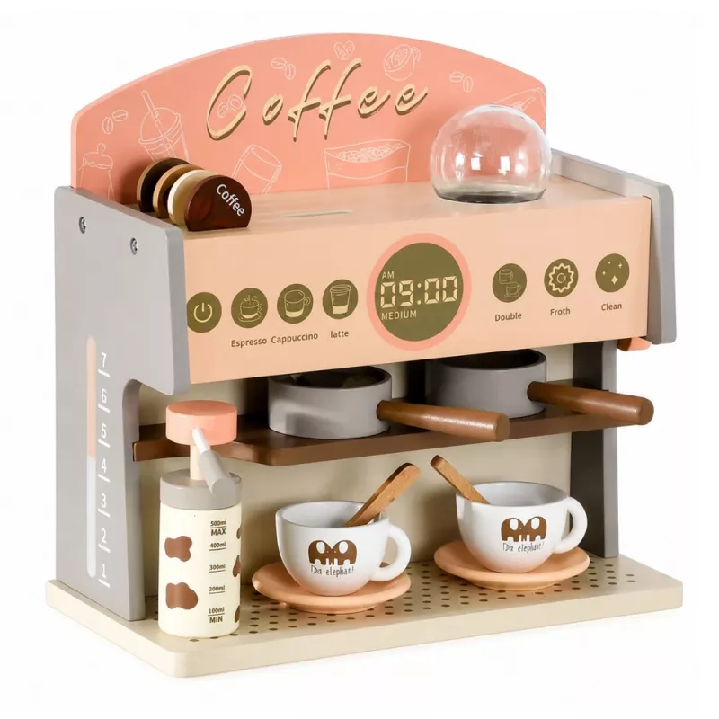 LEAN TOYS Barista rinkinys Kavamalė Mediniai aksesuarai Rožinė