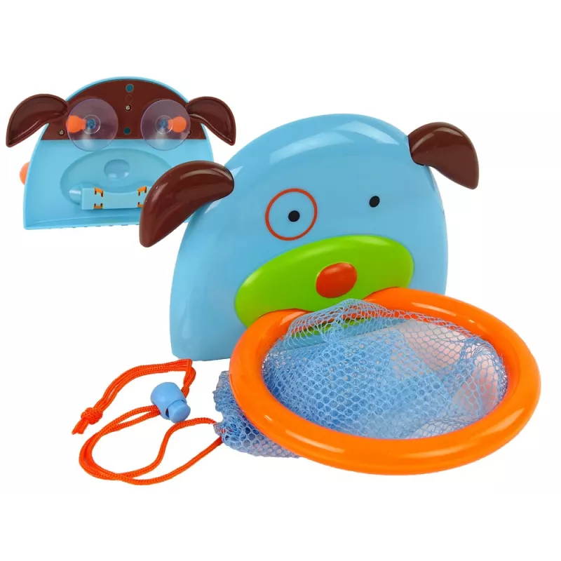 LEAN TOYS vonios žaislas Mini krepšinis šuo guminė žuvis