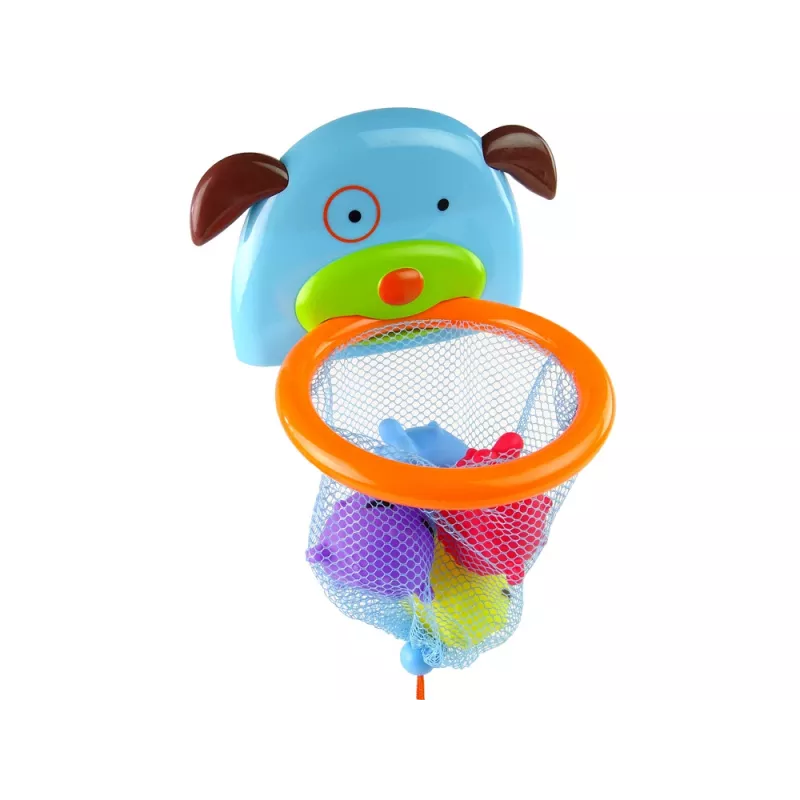 LEAN TOYS vonios žaislas Mini krepšinis šuo guminė žuvis