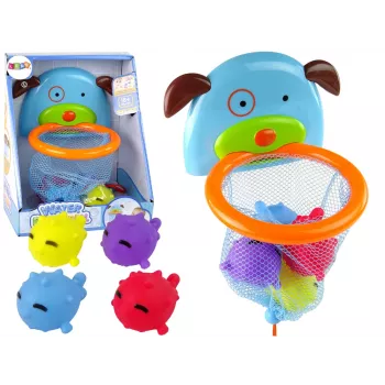 LEAN TOYS vonios žaislas Mini krepšinis šuo guminė žuvis
