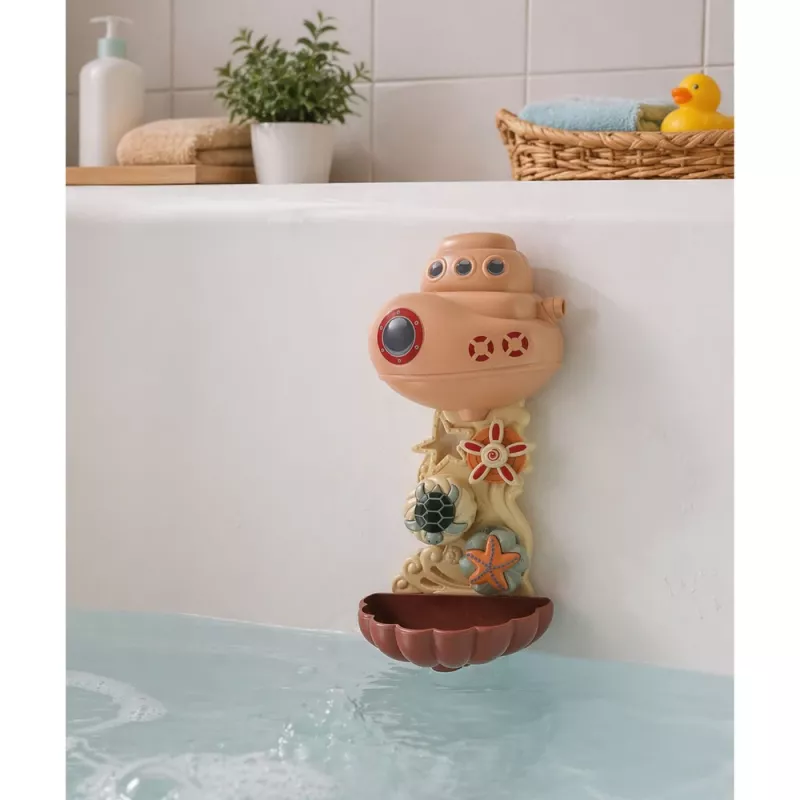 LEAN TOYS vonios žaislų rinkinys: laivas, jūros gyvūnai, krioklys, siurbtukai
