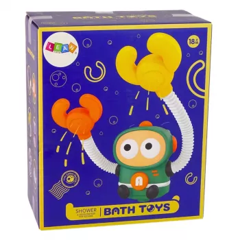 LEAN TOYS Maudymosi vandens žaislas Astronauto dušas su vandens cirkuliacija ir siurbtukais