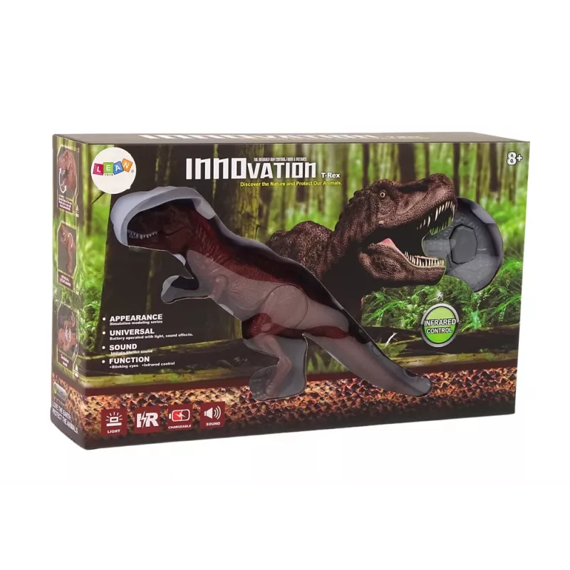 LEAN TOYS Baterijomis maitinamas dinozauras T-Rex su nuotolinio valdymo pulteliu ir garsu