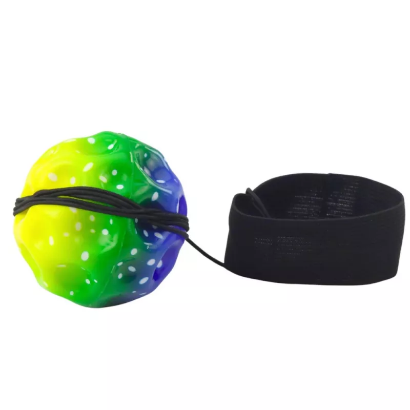 LEAN TOYS Bouncy Ball on Elastic Band, Sensory, with Dimples, Colorful, 6 cm