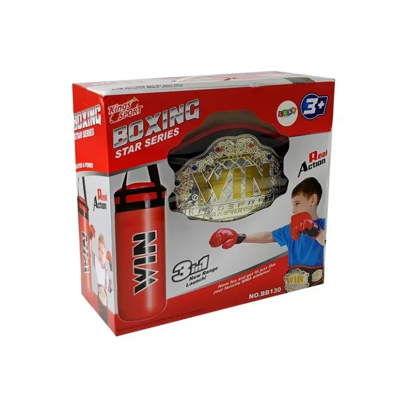 LEAN TOYS Bokso rinkinys, krepšys, pirštinės, diržas