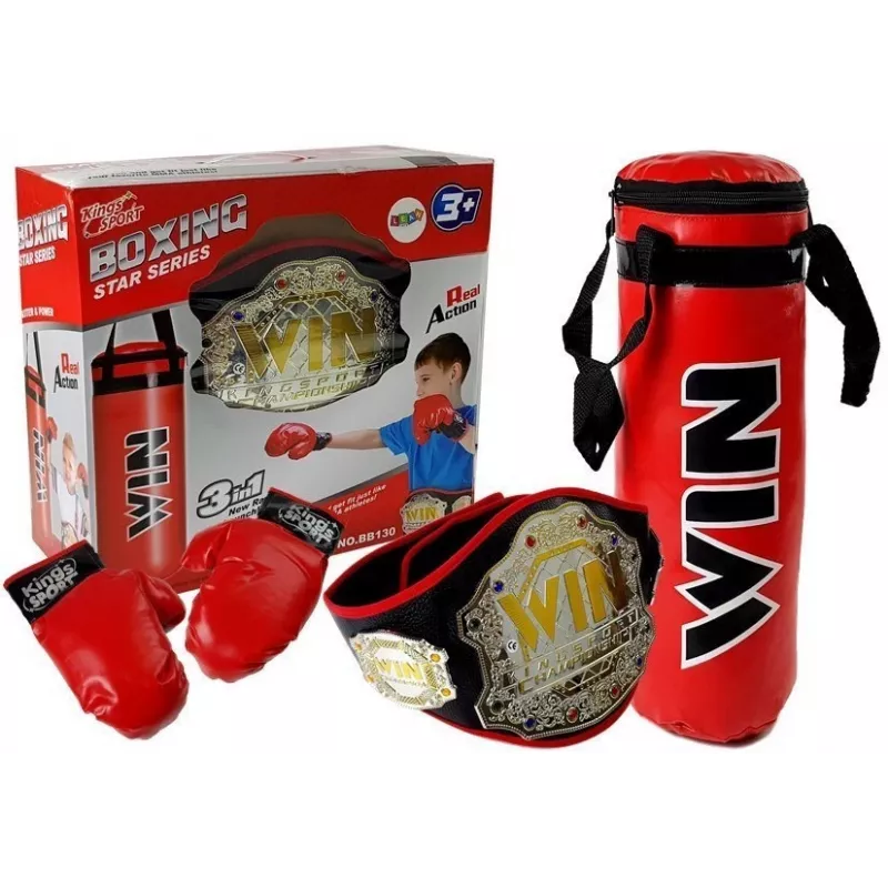 LEAN TOYS Bokso rinkinys, krepšys, pirštinės, diržas