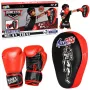 LEAN TOYS 2-in-1 Muay Thai bokso treniruočių rinkinys su pirštinėmis ir fokusavimo taikiniais, juoda