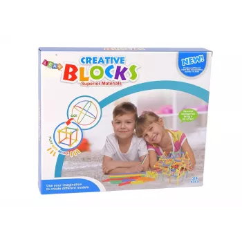 LEAN TOYS Statybiniai blokeliai Konstrukciniai pagaliukai ir šiaudeliai