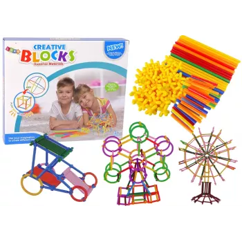 LEAN TOYS Statybiniai blokeliai Konstrukciniai pagaliukai ir šiaudeliai