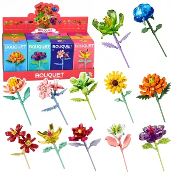 LEAN TOYS Konstruktorius Viena Gėlė su Stiebu Spalvingas Mišinys 71-106 dalių