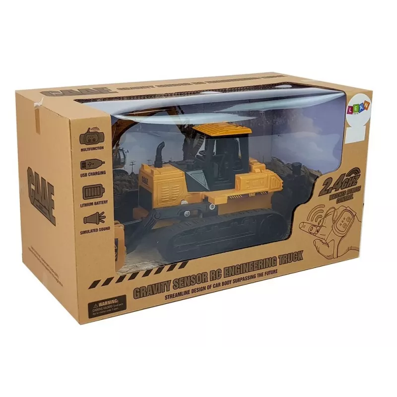 LEAN TOYS Buldozeris su vikšriniais ratais, valdomas rankos gestu 2.4G 1:28