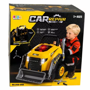 LEAN TOYS Buldozeris Ekskavatorius Išardomas Žaislas - Mažasis Šeimininkas su Šviesomis, Garsais ir Garo Efektu (3+ metai)