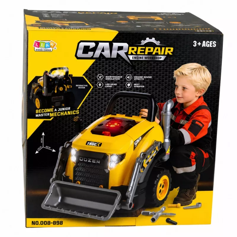 LEAN TOYS Buldozeris Ekskavatorius Išardomas Žaislas - Mažasis Šeimininkas su Šviesomis, Garsais ir Garo Efektu (3+ metai)