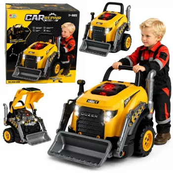 LEAN TOYS Buldozeris Ekskavatorius Išardomas Žaislas - Mažasis Šeimininkas su Šviesomis, Garsais ir Garo Efektu (3+ metai)
