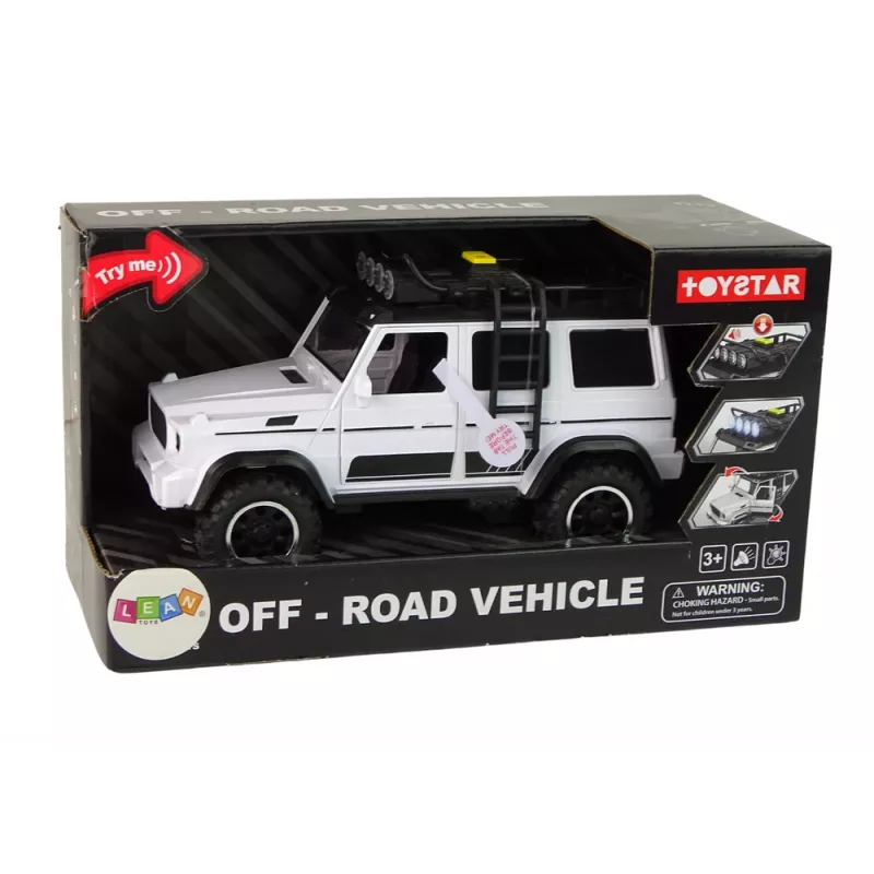 LEAN TOYS Automobilis Visureigis Baltas Garsas Šviesos Transporto Priemonė 1:14