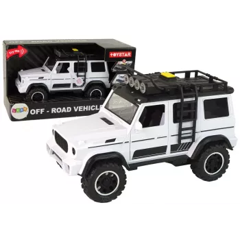 LEAN TOYS Automobilis Visureigis Baltas Garsas Šviesos Transporto Priemonė 1:14